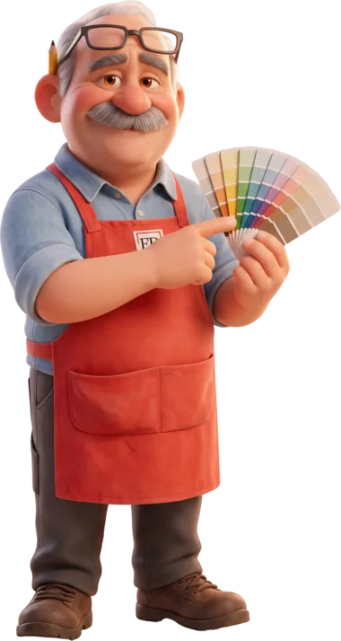 Mariano, de la Ferretería Droguemar, con una carta de colores