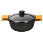 Cacerola alta con tapa de cristal y asas de silicona BRA Efficient