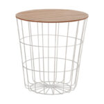 MESA MADERA/ACERO Ø 39X41 CM. BLANCO