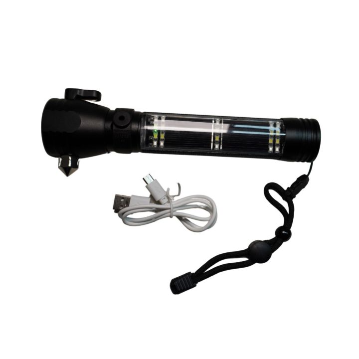 Linterna Led Solar Recargable con Alarma Hepoluz 20188