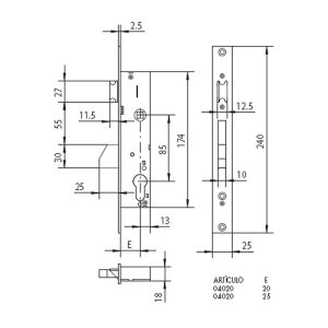 CERRADURA EMB. C.MET. M.4020.25 MM CISA