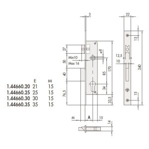 CERRADURA EMB. C.MET. M.44661.35 MM CISA