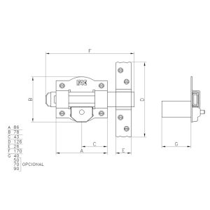 CERROJO 50-R/80 TRASTERO GALVANIZADO