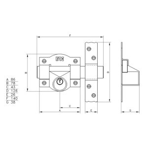 CERROJO 91-C. 80 MM. PINTADO. FAC