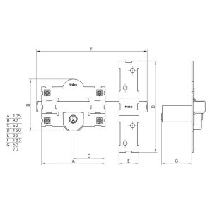 CERROJO TRABA 101-L PINT. BOMBIN RED.