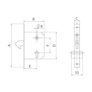 CERRADURA DE GANCHO. 60 MM.