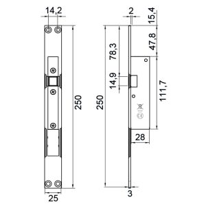 CERRADURA ELECTROMEC  DUO. AGUJA 50MM.