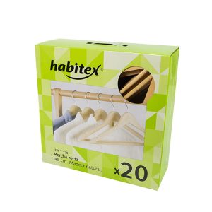 PERCHA MADERA RECTA. JGO.20 UN.  HABITEX