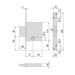 CERRADURA EMB. BORJAS . 50MM. PALANCA 4V