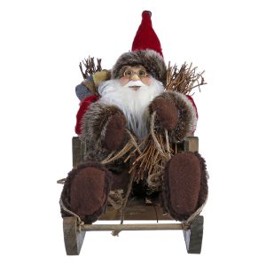 Figura Santa Claus tradicional con trineo 28 cm