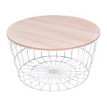 MESA MADERA/ACERO Ø 68X34,5 CM