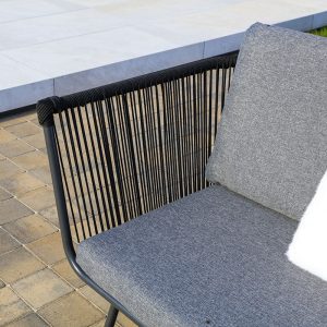 SOFÁ ACERO/CUERDA + 2 MESITAS + PUFF