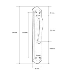 ASA CORTA C PLACA. 49x256 mm. NÍQUEL M.