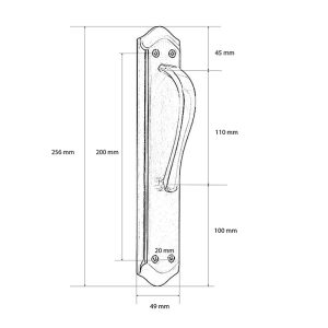 ASA CORTA C/PLACA. LATONADA. 49xh256 mm.