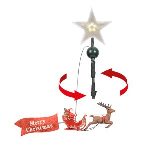 Estrella árbol navidad con Papá Noel en movimiento ø 55 cm