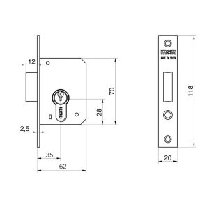 CERRADURA EMBUT.Nº1512/2 63X35 MCM