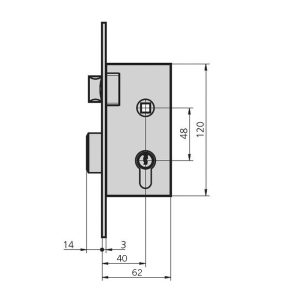 CERRADURA EMBUTIR 1960 ENTRADA 40MM
