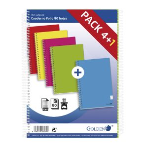 Pack 4+1 cuadernos hojas cuadriculadas DIN 4