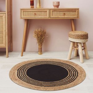 Alfombra de yute-negro diámetro 90 cm
