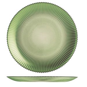 PLATO HONDO VIDRIO GROOVE VERDE 22CM.