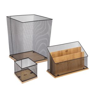 PAPELERA OFICINA METAL/BAMBU HAVI