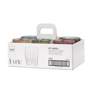 JUEGO 6 VASOS VIDRIO COLOR LYRIC 28 CL.