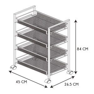 CARRITO CAMARERA C/RUEDAS 4 ALTURAS