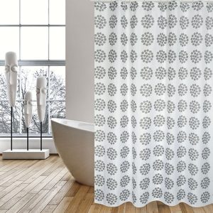 CORTINA BAÑO POLIEST.180X200 BEGONIA GRI