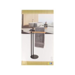 TOALLERO METAL.2 BARRAS NEGRO/BAMBU