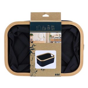 SERIE BAMBU/NEGRO. CESTA PLEG.38X26X16CM