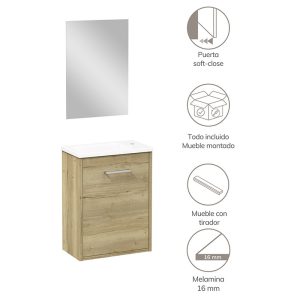 CONJUNTO LAVAM. ARTYSAN SLIM ROBLE CLARO