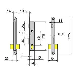 CERRADURA PUERTA METALICA 5550 85 MM