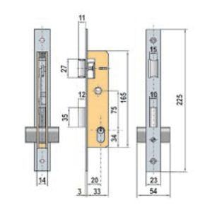 CERRADURA CARP.METALICA 5560N 75 MM.