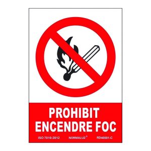 Señal de prohibición en catalán NMZ "PROHIBIT ENCENDRE EL FOC" 10 unidades