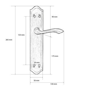 MANILLA C/ PLACA.CUERO INGLES.50xh264mm.