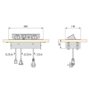 Emuca Multiconector Atom 26 para escritorio, EU, Pintado blanco, Acero y Plástico y Zamak, 1 ud.