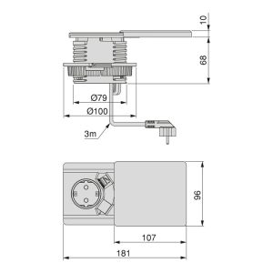 Emuca Multiconector Square 80, Pintado negro, Plástico, 1 ud.