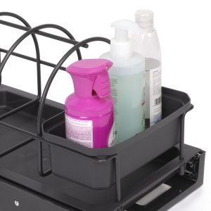 Emuca Bandeja para accesorios de cocina, fijación inferior y extracción manual, Plástico gris antracita, 1 un.