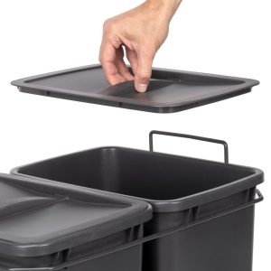 Emuca Contenedores de reciclaje Recycle para cocina, 2 x 35 L, fijación inferior y extracción manual, 1 un