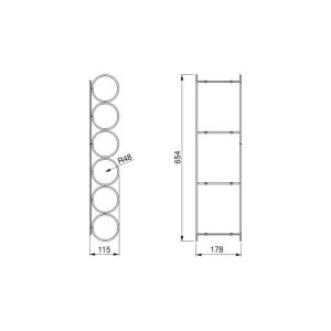 Emuca Botellero Supra con 6 huecos para mueble, Cromado, Acero, 1 ud.