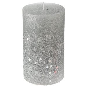 VELA CON ESTRELLAS 7x12 CM. PLATA