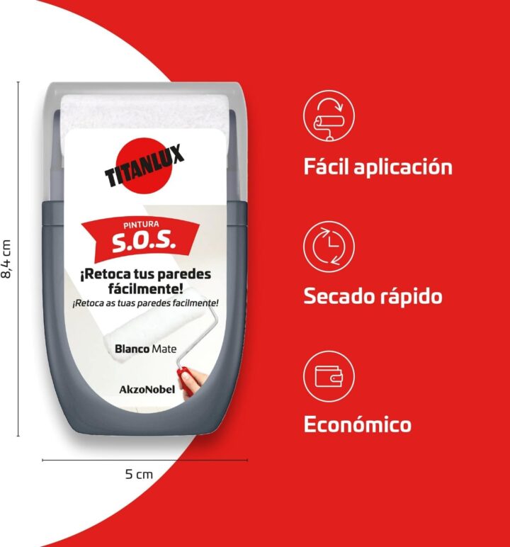 Mini Rodillo Titanlux Pintura Blanca