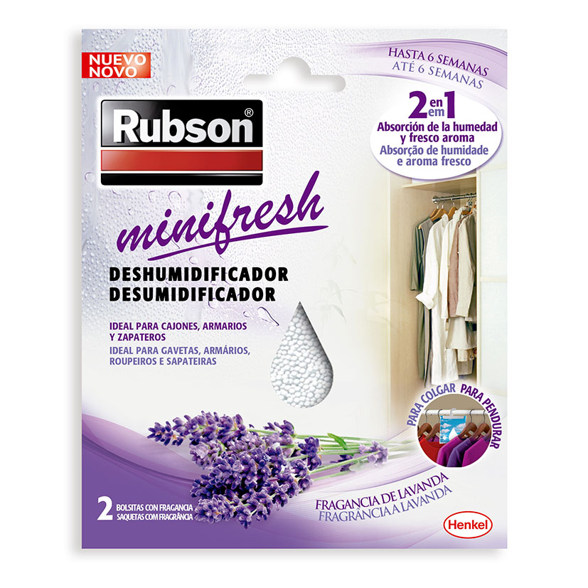 Rubson Minifresh Deshumidificador de armarios aroma a lavanda, 2 bolsas de 50g
cada una - Imagen 3