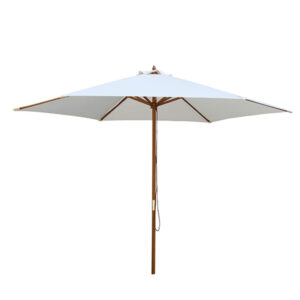 Parasol de madera natural con toldo de 3 metros