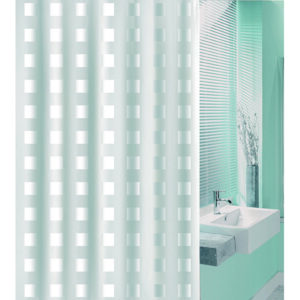 CORTINA BAÑO PVC 180X200CM.CUADRO BCO.