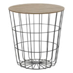 Mesa auxiliar redonda madera/acero Ø 39