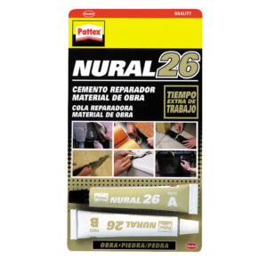 Pattex Nural 26 cemento adhesivo reparador para construcción con extra tiempo de
trabajo, 2x11ml