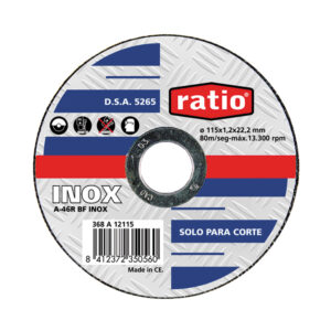 DISCO CORTE ABRAS.115X1,0X22 INOX.RATIO