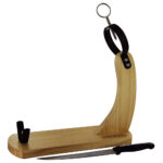 Jamonero de madera con cuchillo