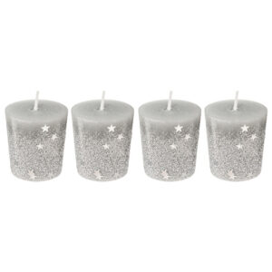 Vela Navideña H.4,5 cm 4 Unidades Plata